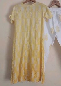 Yellow Kurta Set with White Pants
