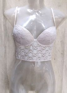 White Lace Longline Bralette