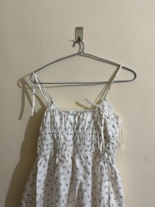 White Floral Print Mini Dress