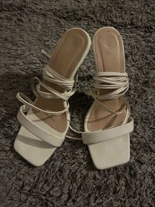 Elegant White Lace-Up Heels