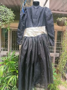 Vintage Couture Black &amp; Silver A line Gown