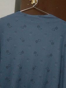 Blue Printed Cape Style Top