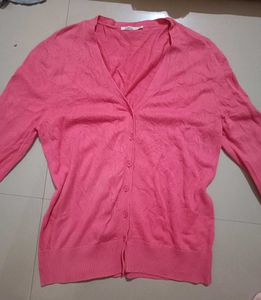 Pink Button-Up Cardigan