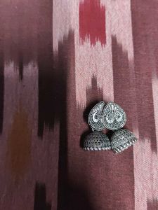 Oxidized Silver Jhumka Earrings