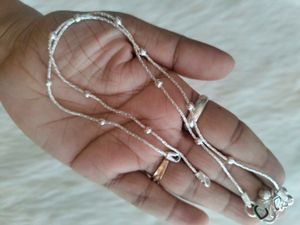 Elegant Silver Anklet with Beads light weight