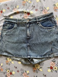 Acid Wash Denim Skort