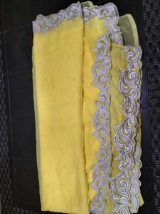Embroidered Yellow Saree