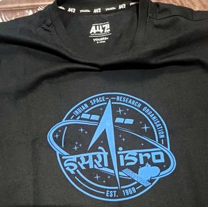 🚀 ISRO Graphic Jet Black T-Shirt 🚀