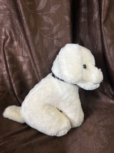 Cute White Dog Plush Toy with Bell