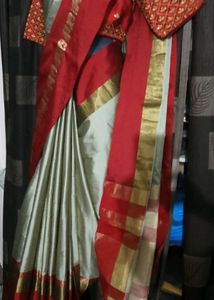 New ElegantCottonSilk BeizeWithMaroonBorder Saree