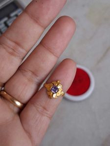 Gold Nose Ring with Purple Stone