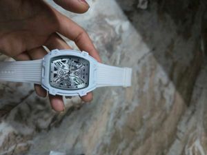 Stylish White Skeleton Watch