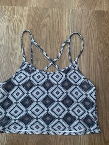 Geometric Print Criss-Cross Tank Top
