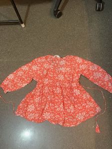 Orange Floral Print Peplum Top