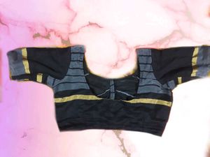 Black Saree With Stitched Blouse