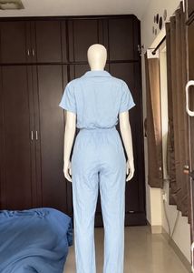 Light Blue Collared Jumpsuit