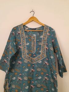 Blue Printed Kurta Set (Women's)