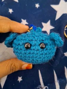 Handmade Blue Crochet Keychain
