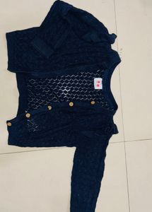 Navy Blue Knitted Cardigan