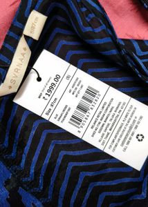 Svrnaa Blue Geometric Print Maxi Dress