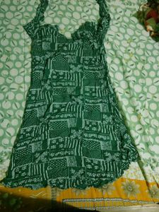 Elegant Green Printed Midi Dress