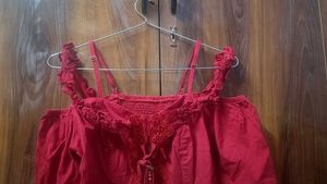 Chic Red Off-Shoulder Bell Sleeve Top