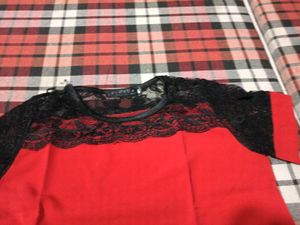 Red Lace Trim Top
