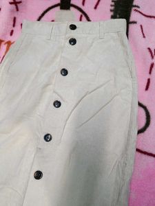 Button Front Midi Skirt