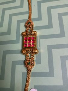Gold Tone Bajuband with Red and Green Stones