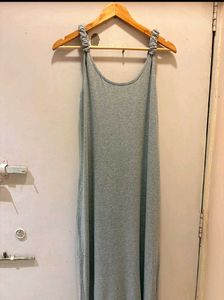 Scrunchie Strap Grey Maxi Dress