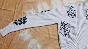 Embroidery baddie style Knit Cardigan