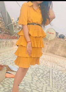 Stylish Tiered Mustard Yellow Dress