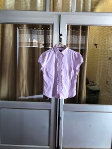 Pink Ruffled Button-Up Shirt💗🎗️