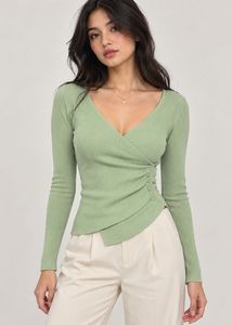 Stylish Ribbed Wrap Top
