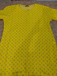 Vibrant Yellow Printed Kurta