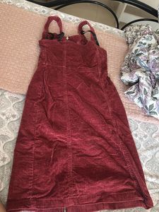 Maroon Corduroy Mini Dress