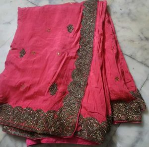 Beautiful Pink Saree with blouse piece
