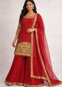 Elegant Red & Gold Ethnic Suit size L