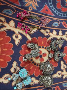 Boho Beaded Hoop Earrings &amp; Jhumka Set