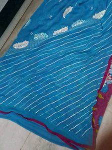Blue new saree flora print