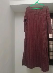 Elegant Maroon Striped Kurta by Anouk – Size XXL
