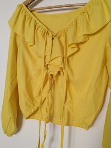 Yellow Ruffle Off-Shoulder Top