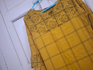 💥Mustard Yellow Printed Kurta