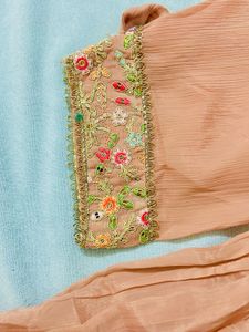 Peach Embroidered Anarkali Dress Fix Price