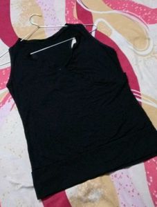 Black Sleeveless Wrap Top