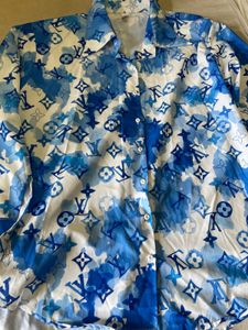 Louis Vuitton Blue Print Button Down
