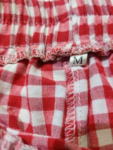 Red Gingham Wide Leg Pants