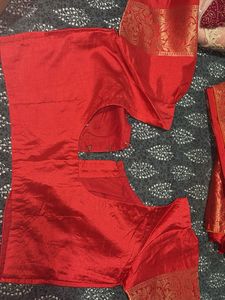 Red Banarasi Silk Saree with Blouse