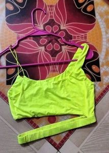 Neon One-Shoulder Cutout Crop Top