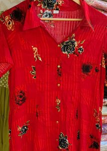 Beautiful Red Floral Print Maxi Dress